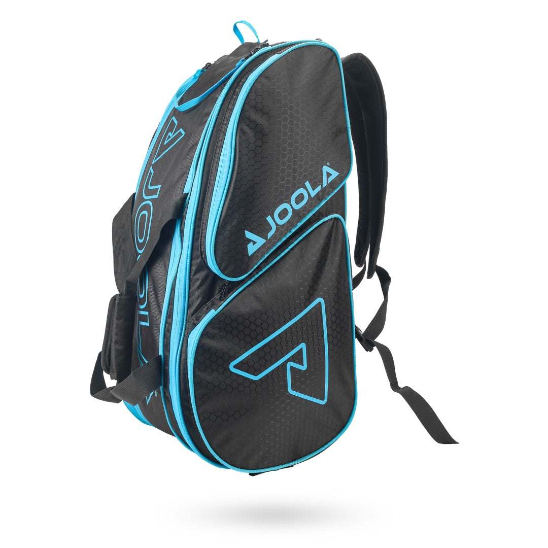 Black and blue Pickleballist branded Pickleballist Tour Elite Pro Bag designed for table tennis gear, displayed against a white background.