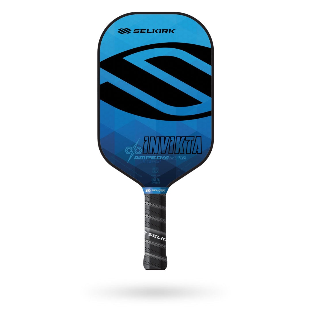 A Selkirk Amped Invikta Pickleball Paddle on a white background.