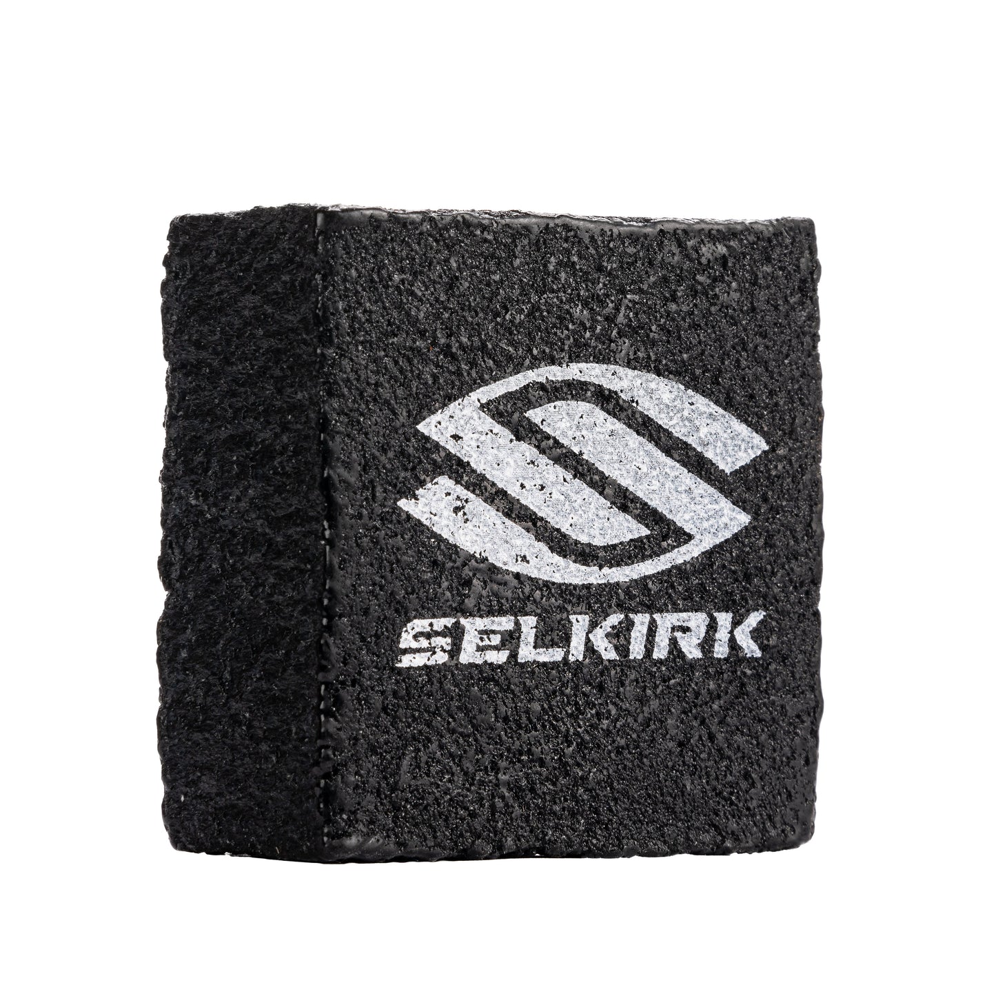 Black textured Pickleballist selkirk sports wristband with logo, isolated on a white background.