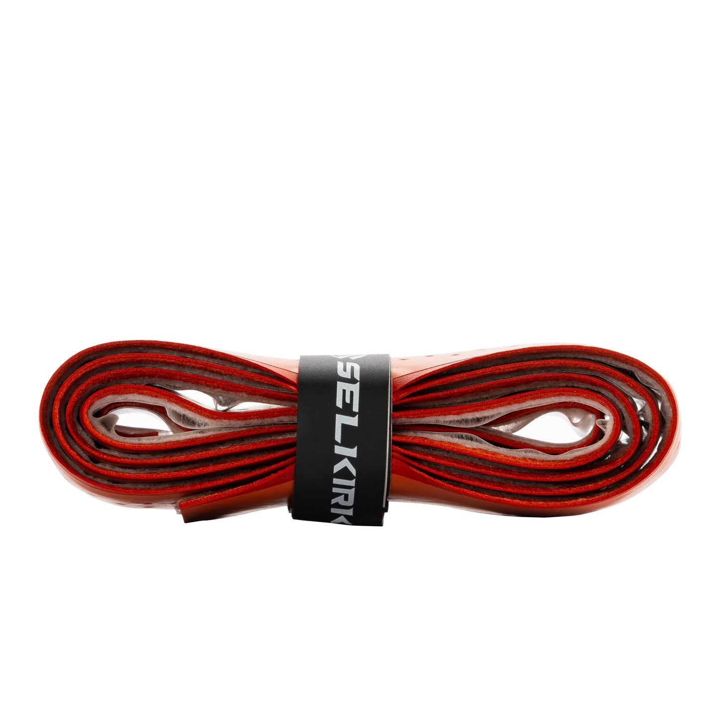 A red and black Selkirk Faux Leather Pickleball Grip with a black stripe.