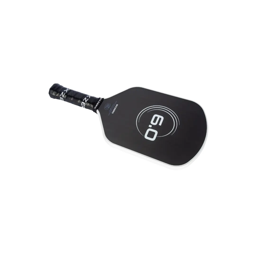 A Six Zero Infinity Edgeless Double Black Diamond Control (16mm) Pickleball Paddle with the number 9 printed in the center on a white background.