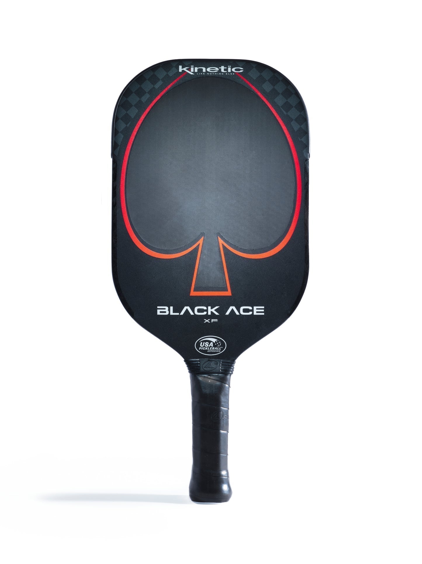 A ProKennex Black Ace XF Pickleball Paddle with a large red spade symbol on the face and the words "Black Ace" printed below. The handle is wrapped in black grip tape. The brand name "ProKennex" is at the top.