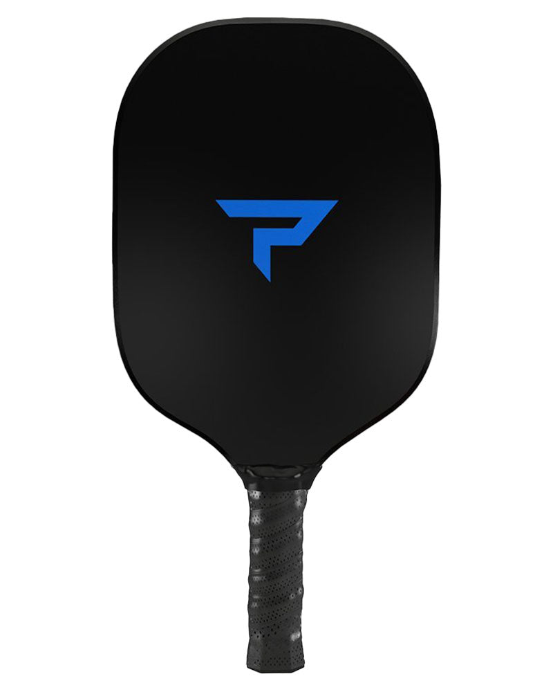 Pickleballist Bantam EX-L Pro Pickleball Paddle with a blue letter "f" logo on top, featuring Smart Response Technology, isolated on a white background.