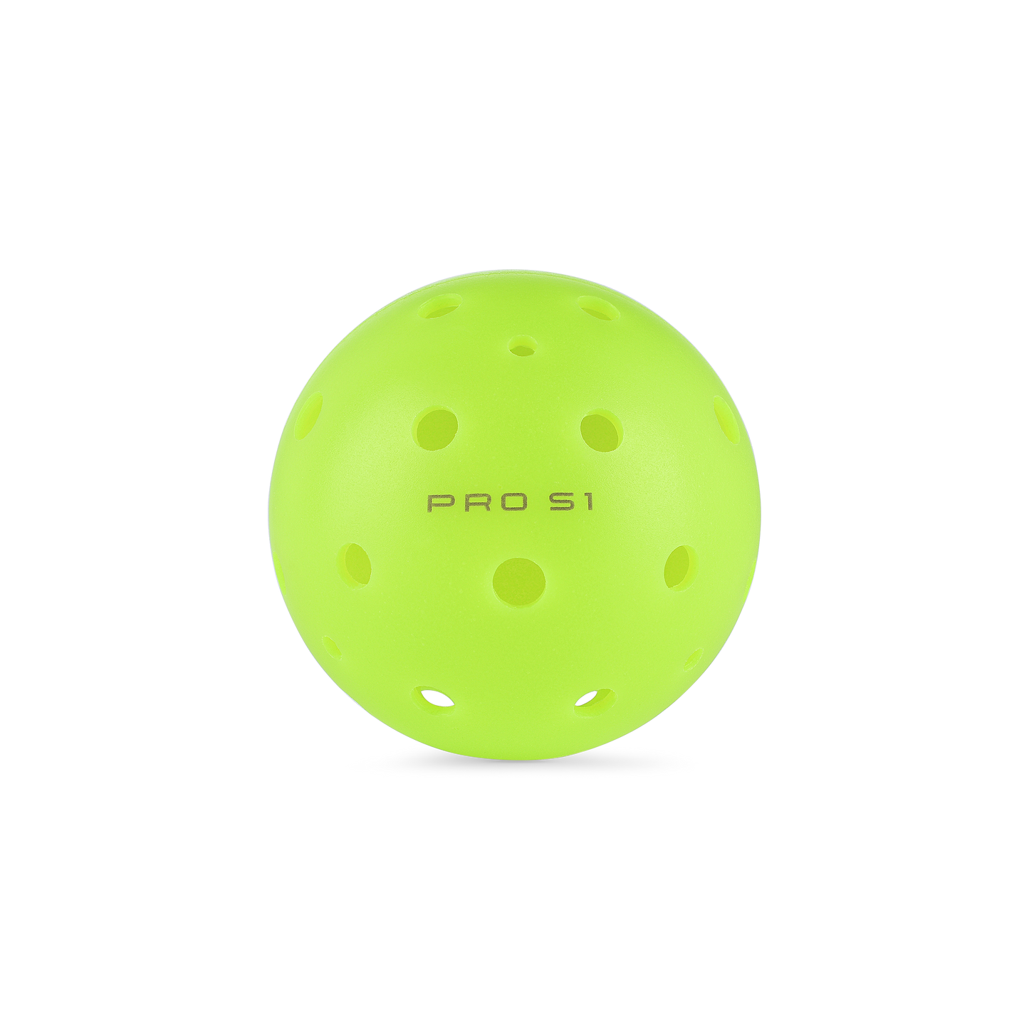 A bright green ball with perforations, labeled "Selkirk Pro S1 Pickleball Balls," set against a black background.