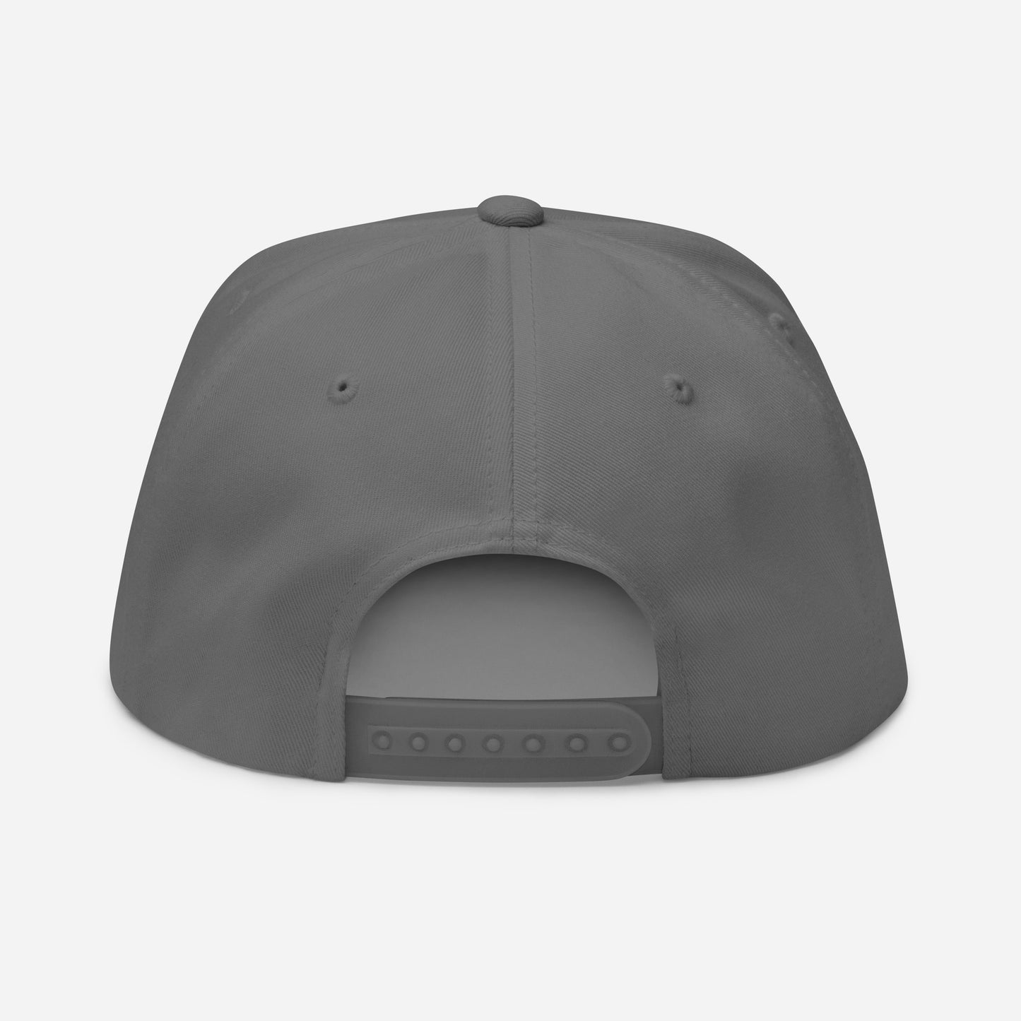 The Pickleballist Signature Logo Flat Brim Pickleball Hat, by Pickleballist, is shown from the back and includes a snapback closure, adjustable strap, and a button on top.