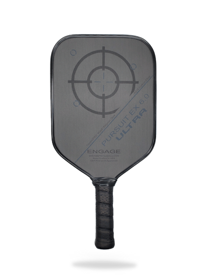 Engage Pursuit ULTRA EX 6.0 Pickleball Paddle with a bullseye design on the paddle face and a black grip handle.