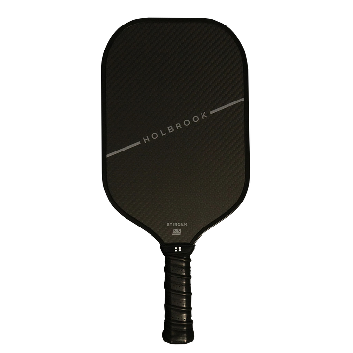 A black Holbrook Stinger Pickleball Paddle with a rectangular head and a textured handle.