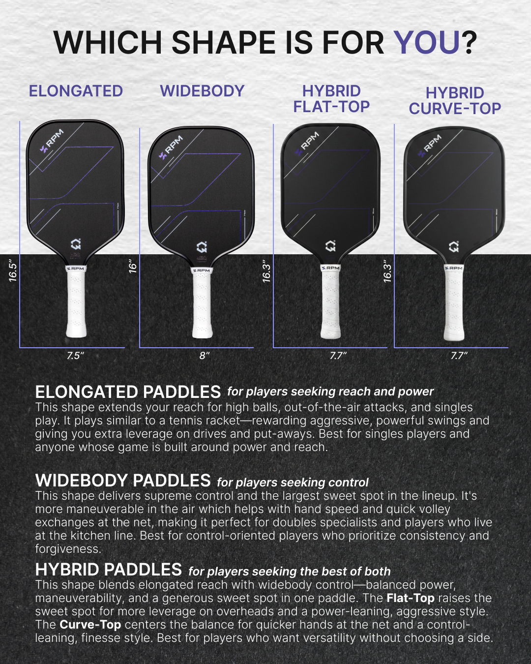 RPM Q2 Elongated 16mm Pickleball Paddle product image 7