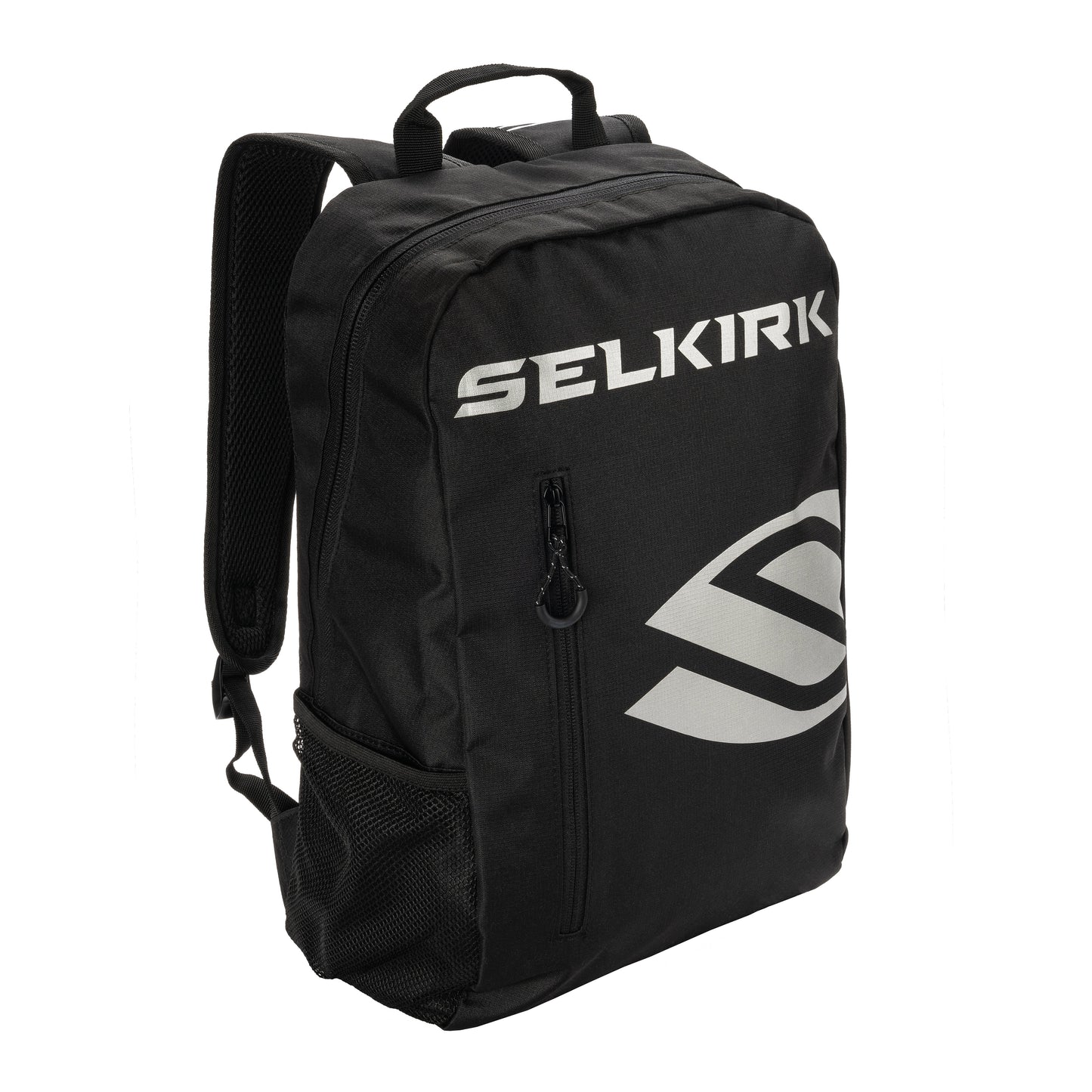 A black Selkirk Core Series Day Backpack Pickleball Bag with the word selikr on it.