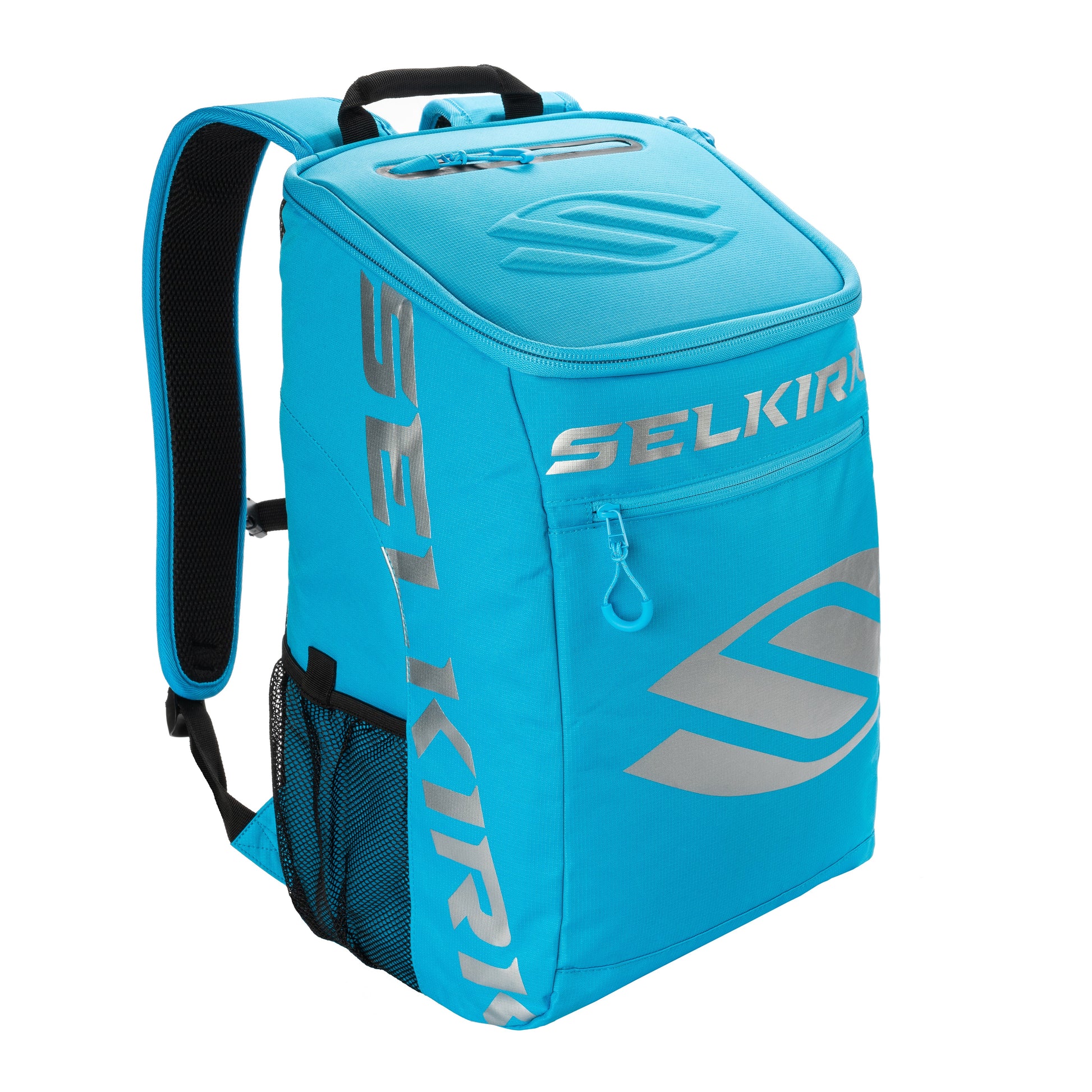 A blue Selkirk Core Series Team Backpack Pickleball Bag with the word Selkirk on it.