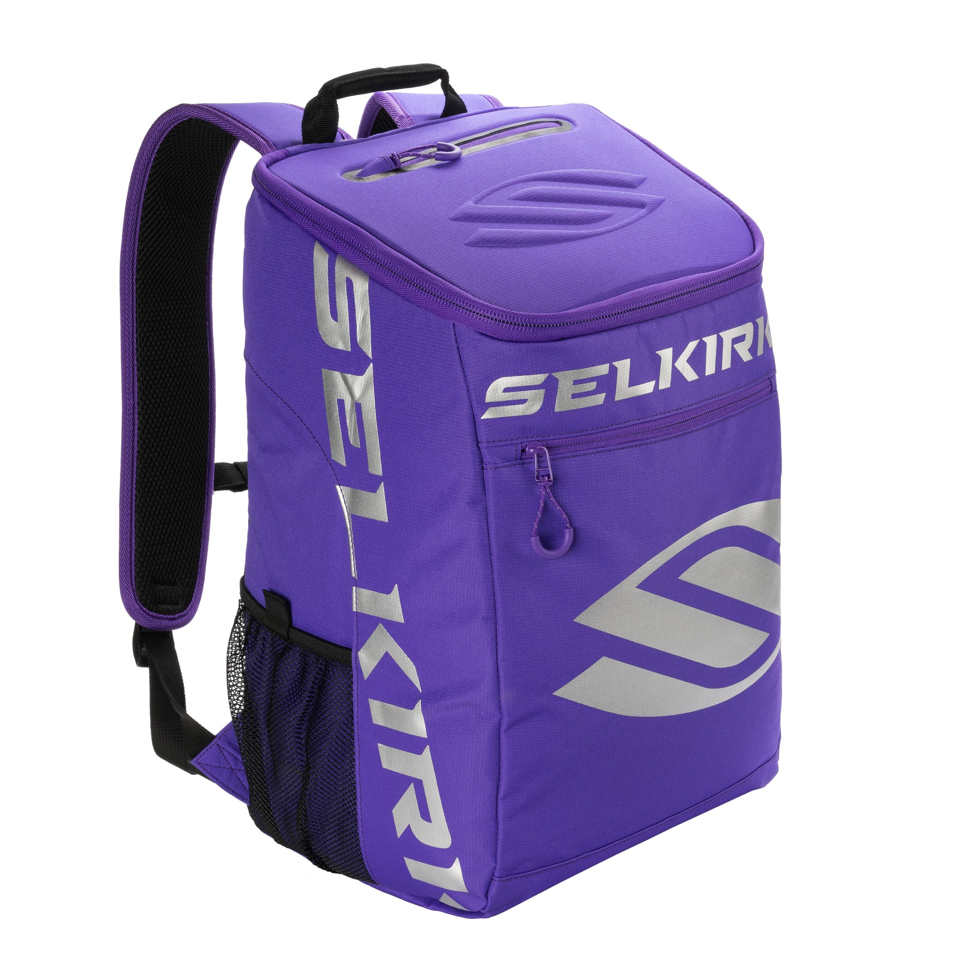 A purple Selkirk Core Series Team Backpack Pickleball Bag with the word sekiri on it.