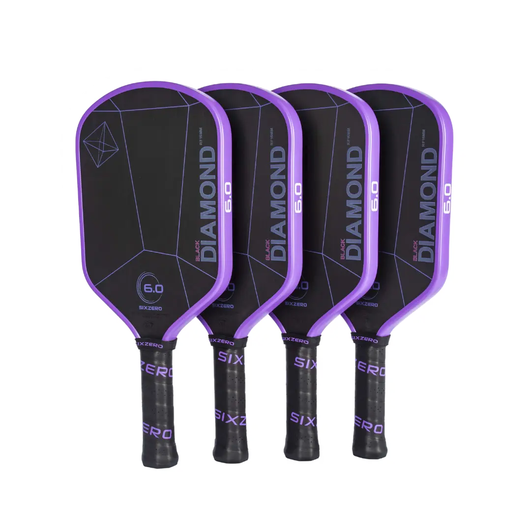Four Six Zero Black Diamond Power (16mm) Pickleball Paddles with purple and black handles.