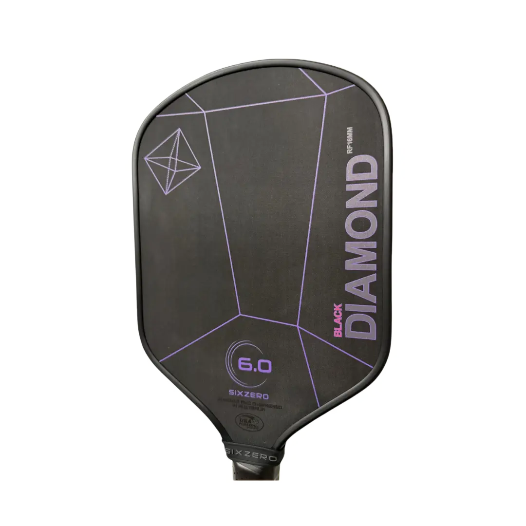 A Six Zero Black Diamond Power (16mm) Pickleball Paddle with the word diamond on it.