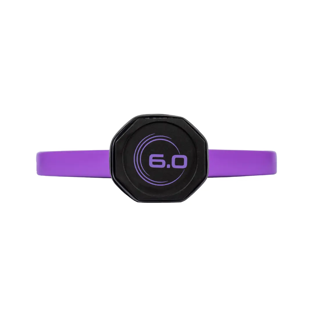 A purple and black Six Zero Black Diamond Power (16mm) Pickleball Paddle wristband with the og logo on it.