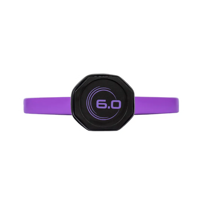 A purple Six Zero Black Diamond Power (16mm) Pickleball Paddle with a digital display reading "6.0" centered on a black background.