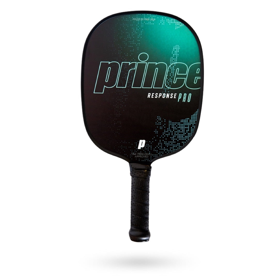 A Prince Response Pro Pickleball Paddle with the word Prince on it.