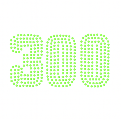 The Life Time LT Pro 48 Pickleball Balls by Life Time are shown forming the number 300 with evenly spaced small green dots on a white background.