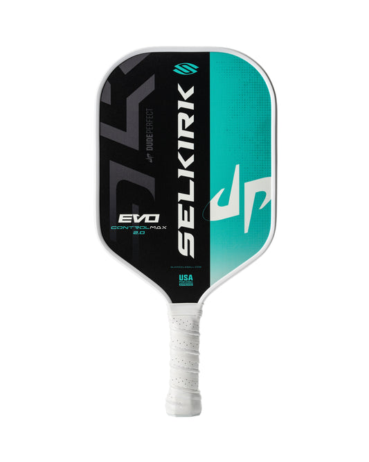 A Selkirk SLK Evo 2.0 Max Widebody Pickleball Paddle with the word Selkirk on it.