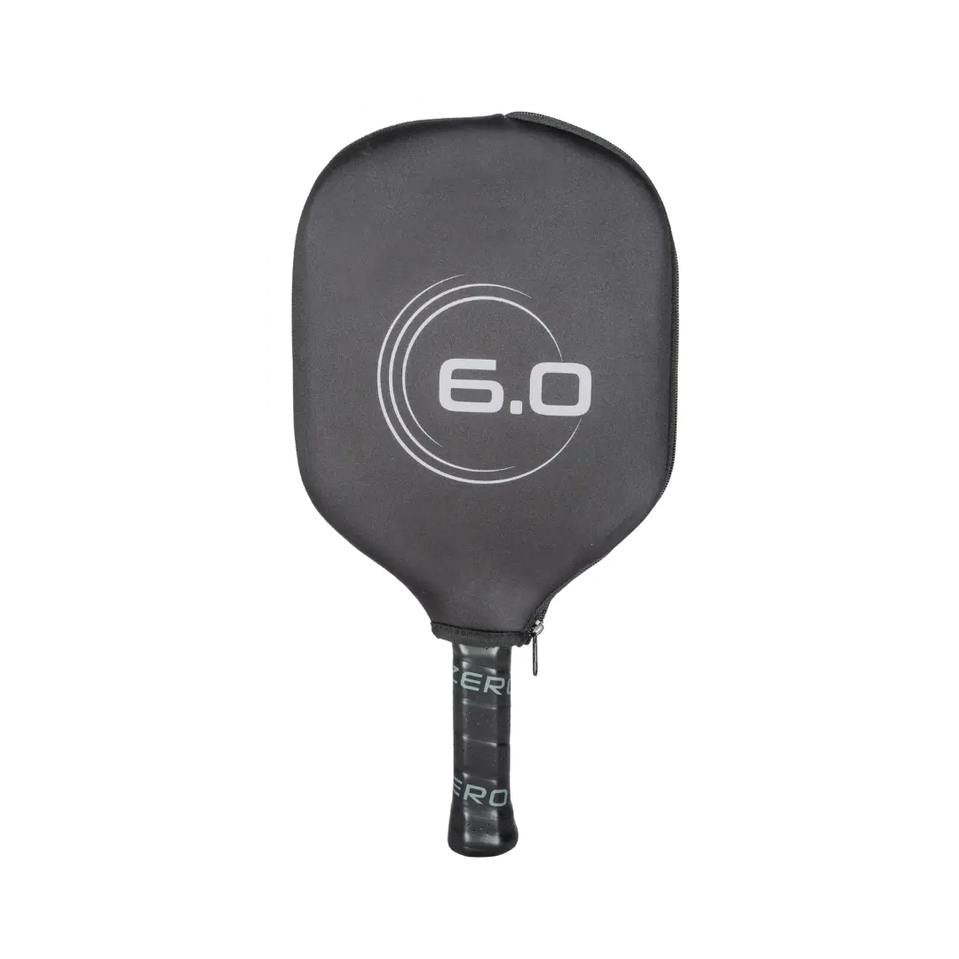 A Six Zero Double Black Diamond Control (14mm) Pickleball Paddle with the number 0 on it.