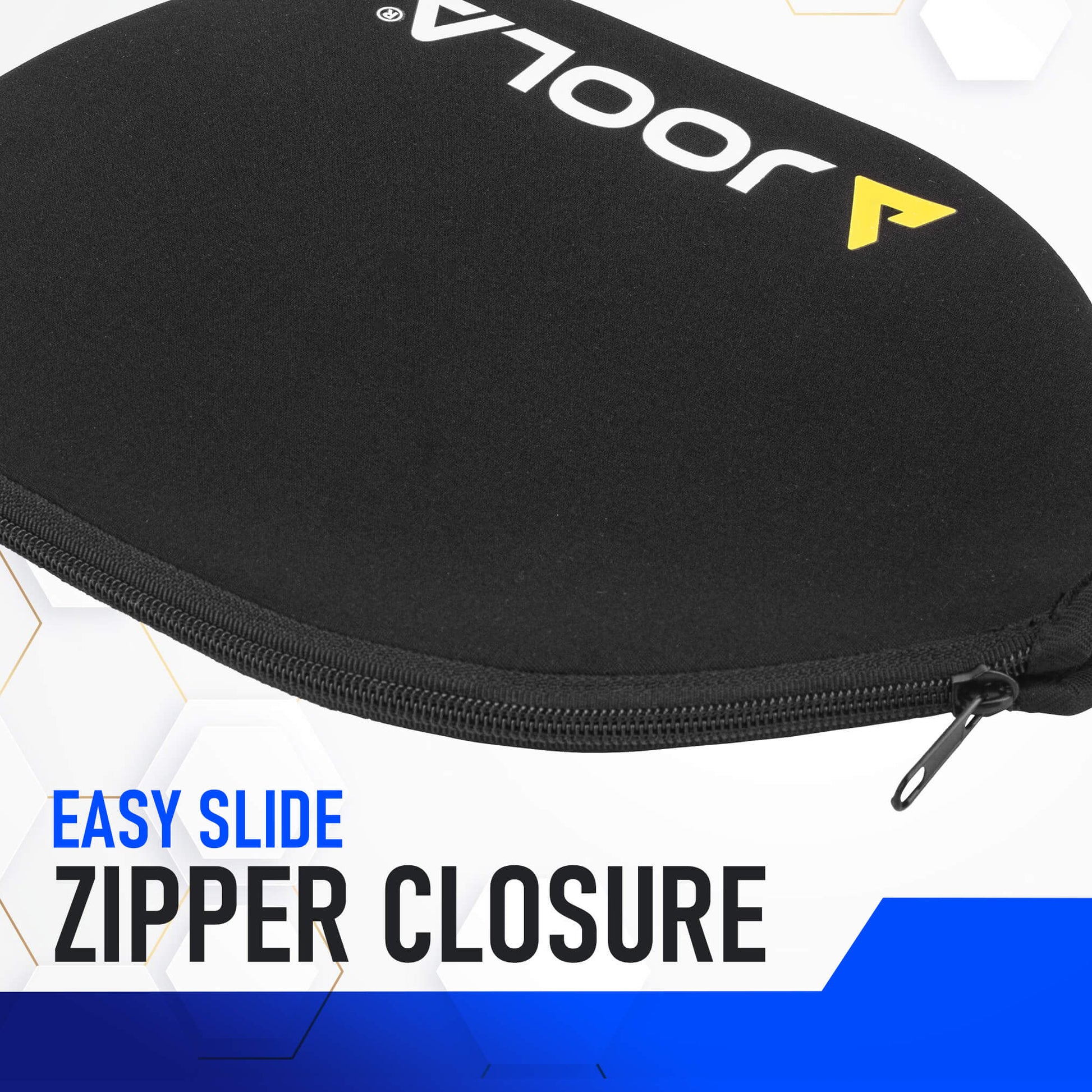JOOLA Elongated Neoprene Sleeve Pickleball Paddle Cover features an easy slide zipper closure.