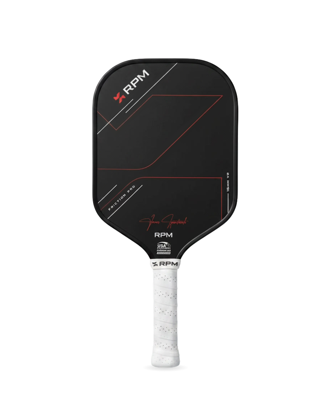 RPM Friction Pro V2 Hybrid Flat Top 16mm Pickleball Paddle front view
