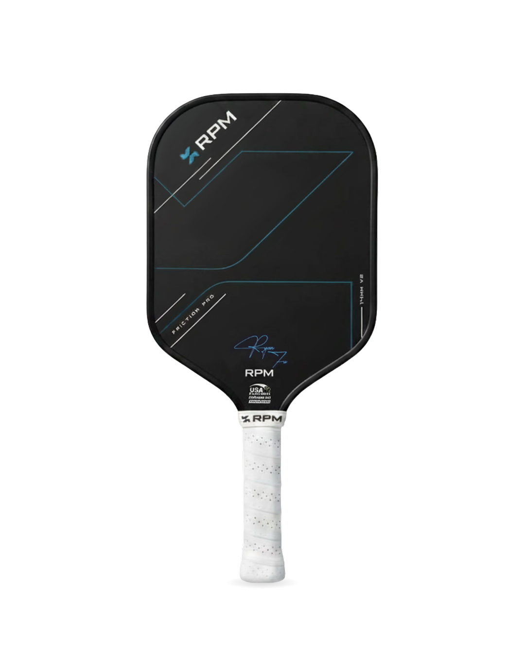 RPM Friction Pro V2 Hybrid Flat Top 14mm Pickleball Paddle front view