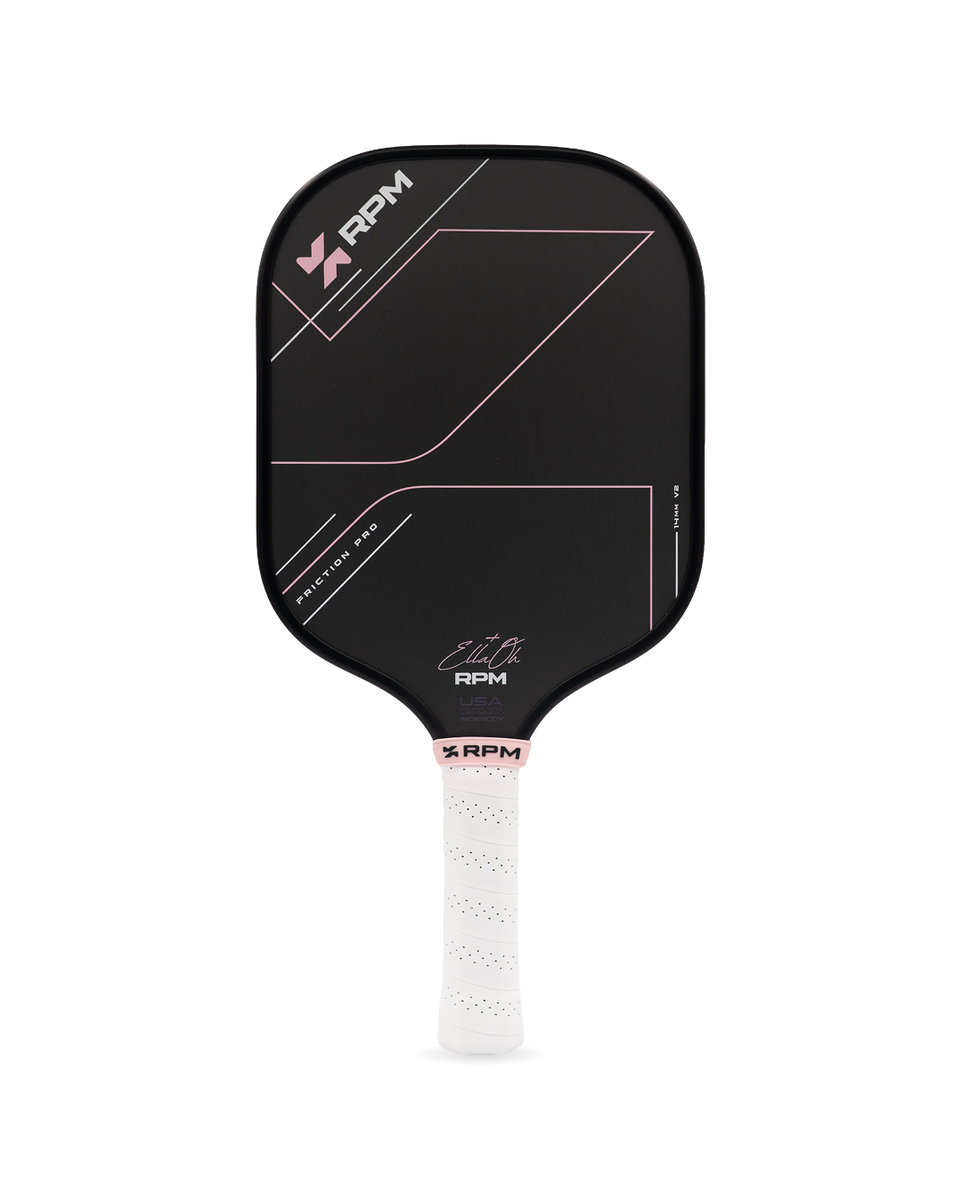 RPM Friction Pro V2 Widebody 14mm Pickleball Paddle Ella Oh Pink front view