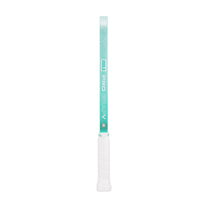 A seaside green and white JOOLA Graf Pro V 16mm Steffi Graf Pickleball Paddle stands upright against a plain white background, showing the handle and part of the shaft with "GRAF PRO" text—emphasizing its pro-level performance.