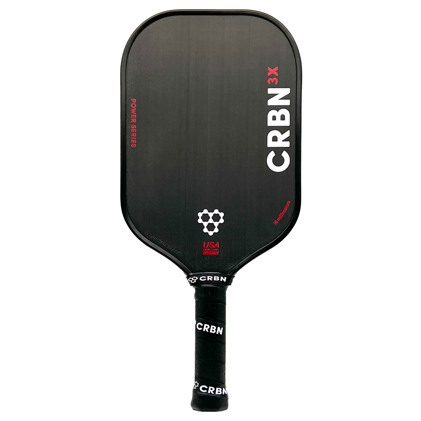 A black CRBN 3x - 14mm Pickleball Paddle with the word crbn on it.