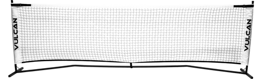 A portable Vulcan VNETPRAC Pickleball Net with a white netting and black frame, measuring 10', displayed against a white background.