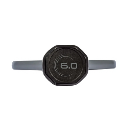 Top view of a Six Zero Six Zero Infinity Edgeless Black Diamond Power (16mm) Pickleball Paddle with gray handles, displaying "6.0" on its surface.