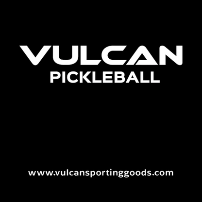 Logo of Pickleballist Vulcan VNET Pickleball Net in white text on a black background with the website "www.vulcansportinggoods.com" below.