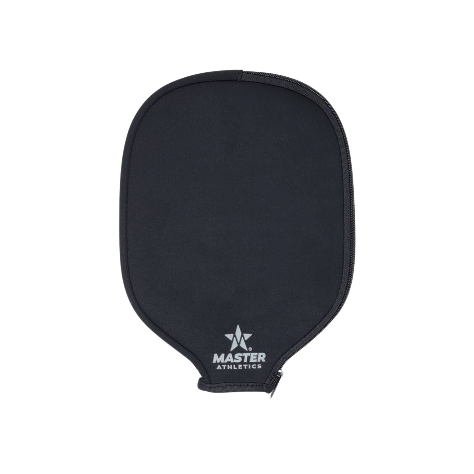 Black neoprene pickleball paddle cover with zipper, featuring the "Master Athletics" logo at the bottom center.