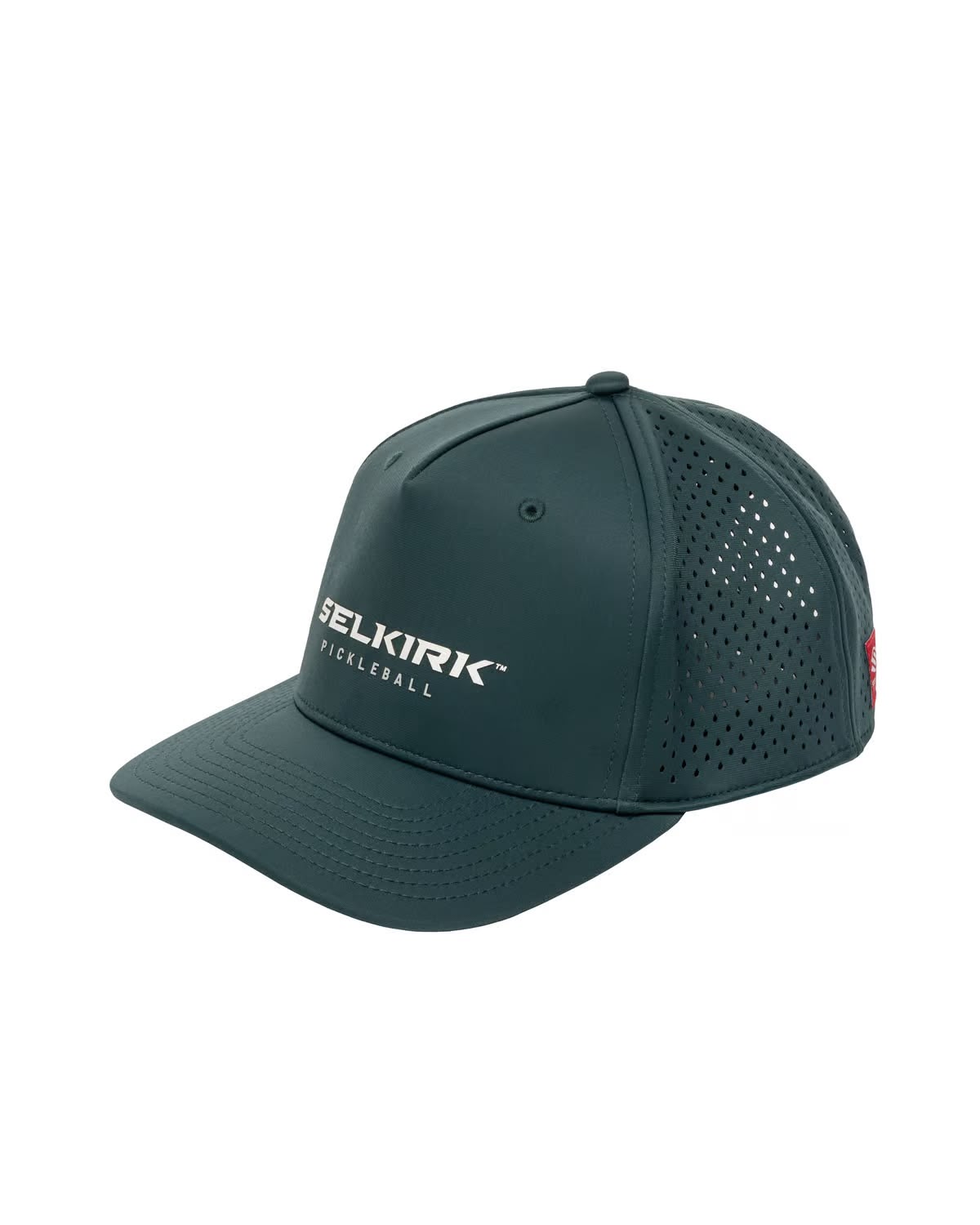 Dark green Selkirk Pickleball Performance Trucker Hat featuring mesh panels and a curved brim.