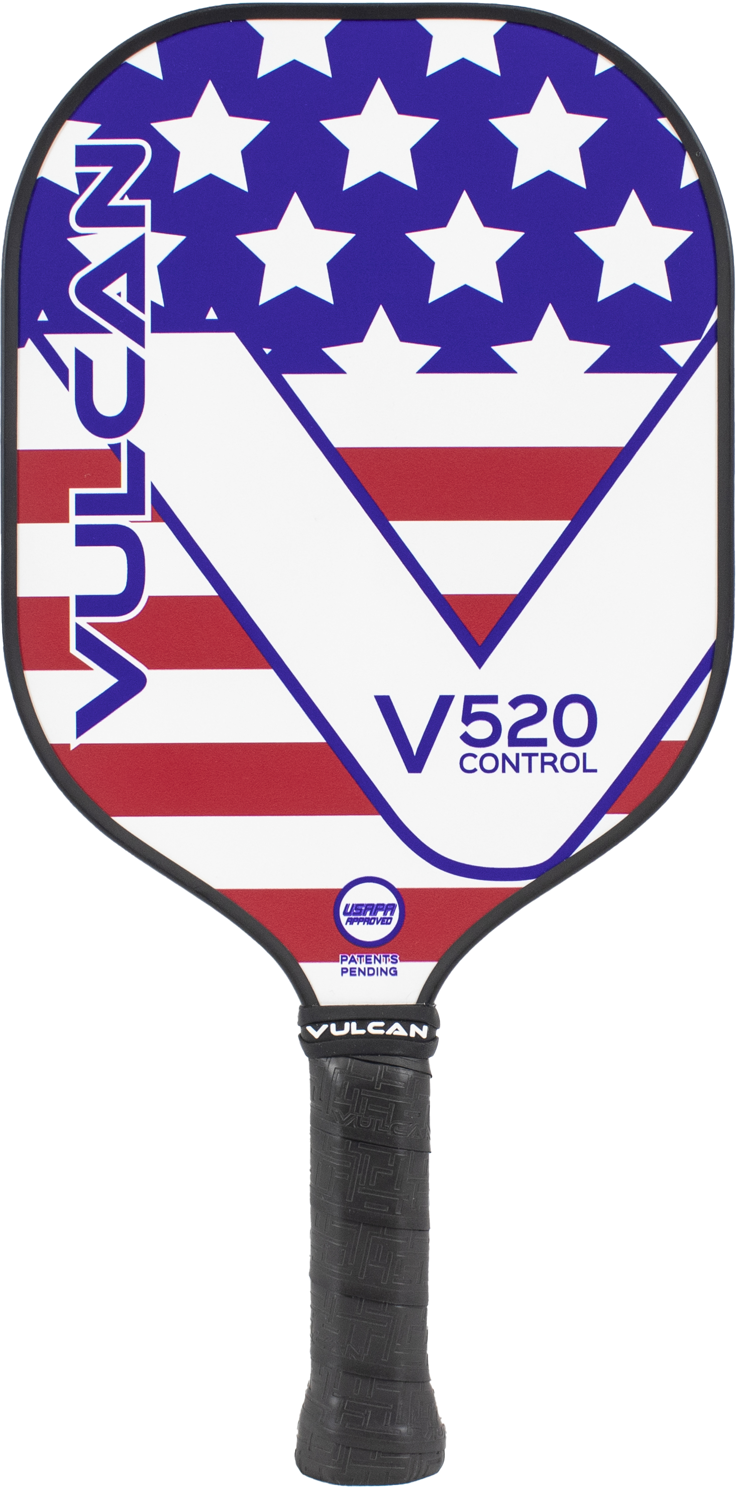 An Americana-themed Vulcan V520 Control Pickleball Paddle by Vulcan.