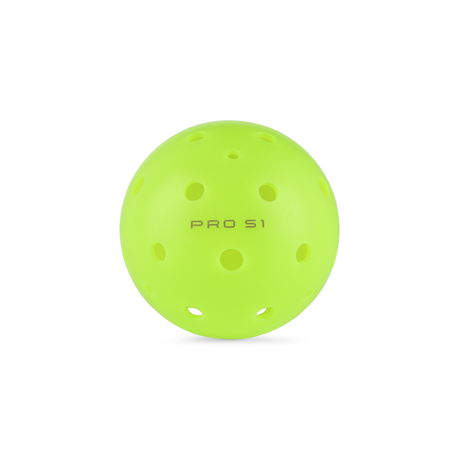 A bright green ball with perforations, labeled "Selkirk Pro S1 Pickleball Balls," set against a black background.