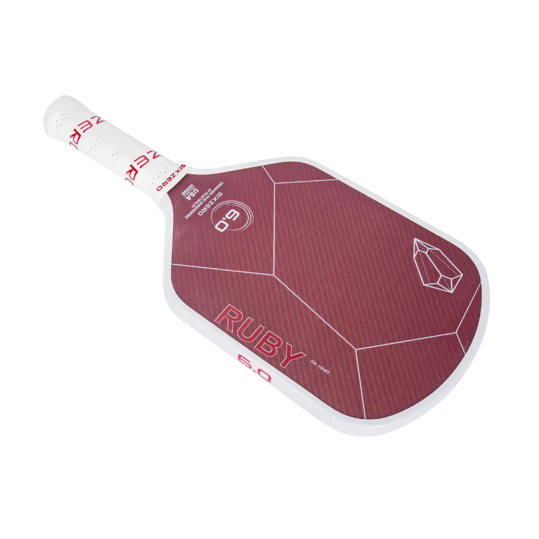 A Six Zero Ruby Kevlar (16mm) pickleball paddle on a white background.