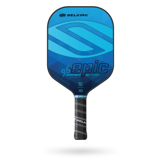 A Selkirk Amped Epic Pickleball Paddle with the word epic on it.