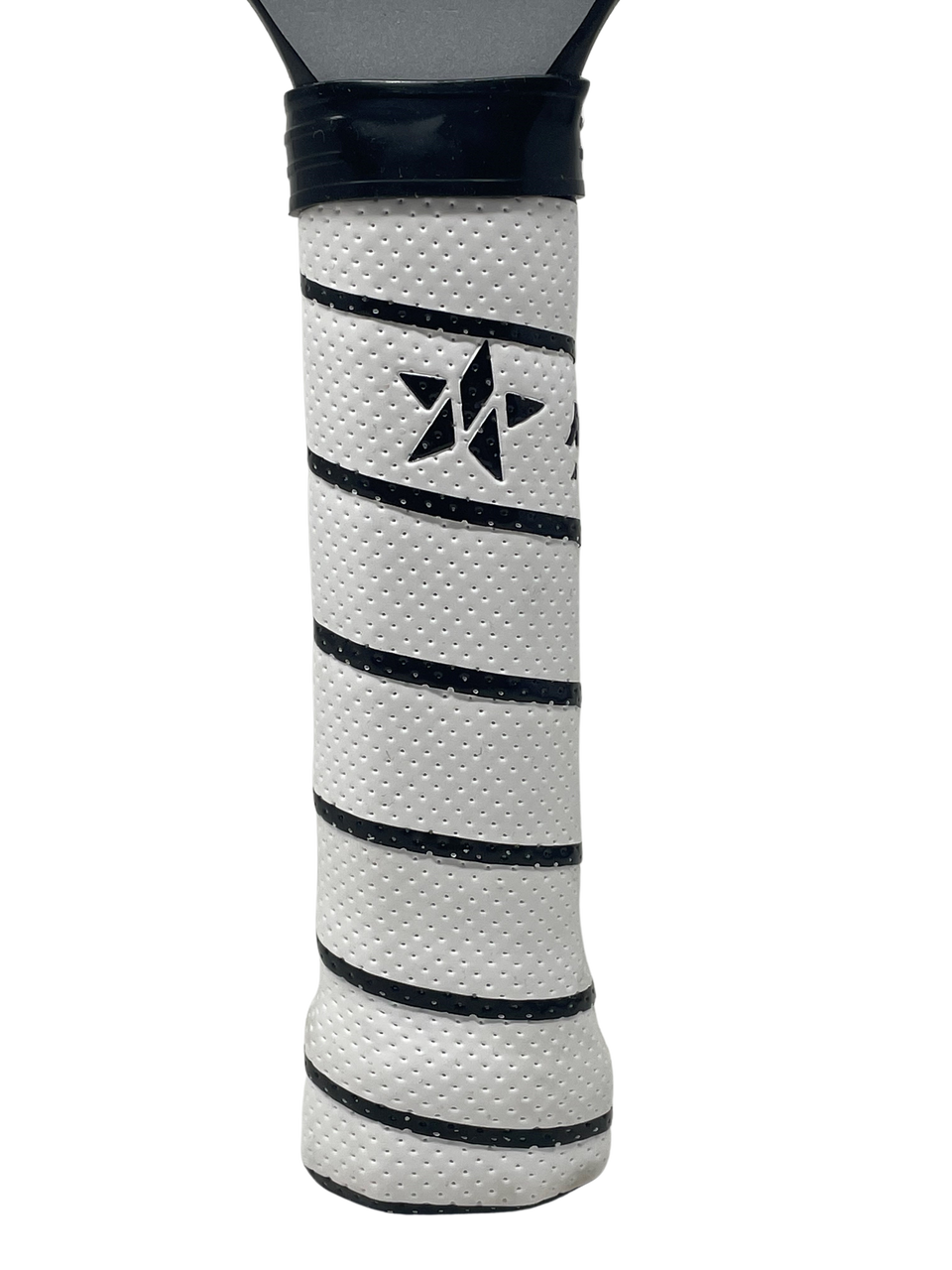 A white and black Master Athletics Super Tack Pickleball Overgrip with a star on it.