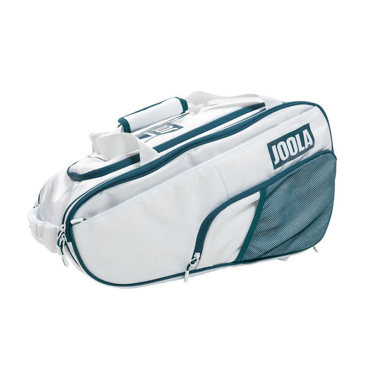 A white Pickleballist 2026 Tour Elite Pickleball Bag with zippered compartments, mesh pocket, and carrying handles, shown against a plain background.