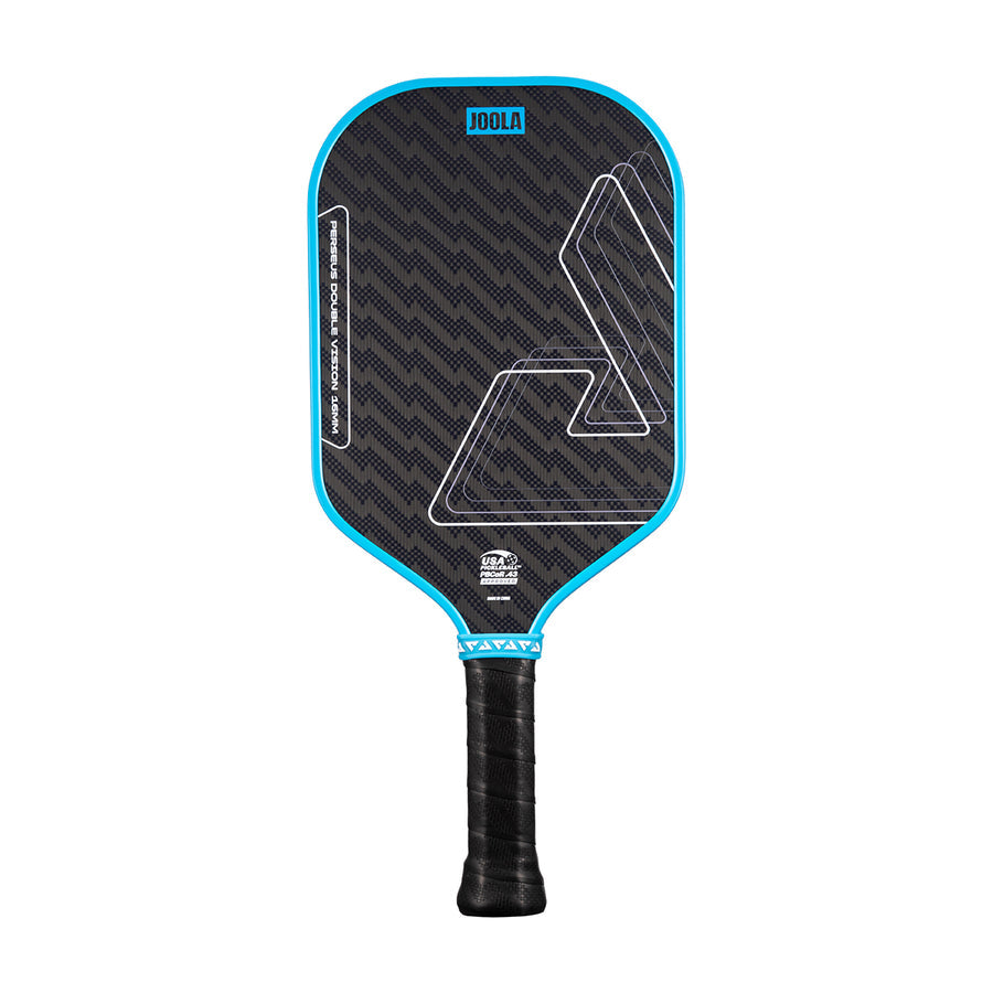 The JOOLA Double Vision Perseus 16mm Pickleball Paddle features advanced Double Vision technology in a durable handle design for enhanced play.