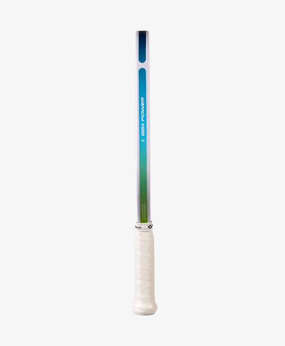 The Gearbox Sports GBX Power Elongated - 16mm Gen-3 Honeycomb paddle features an extended reach design and a sleek carbon fiber face, showcased upright on a plain white background.
