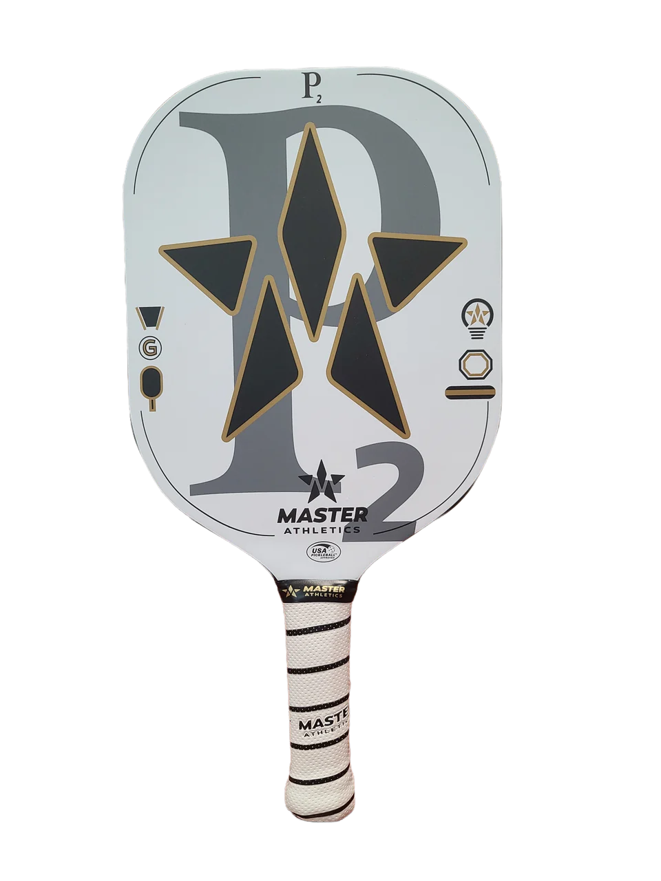 A Master Athletics P2 Pickleball Paddle with a star on it.