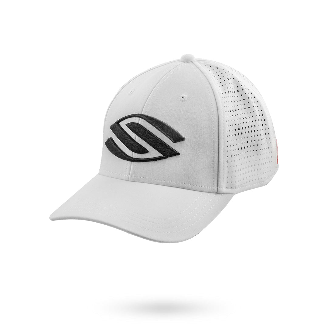 A Selkirk Epic Lightweight Performance Hat Pickleball Hat with a black logo on it.