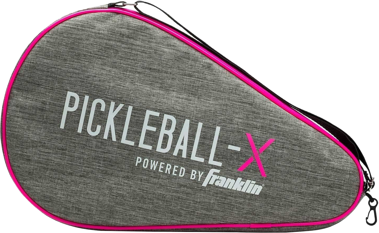 Franklin Pickleball Paddle Bag with fence hook and convenient carry strap in grey and pink.