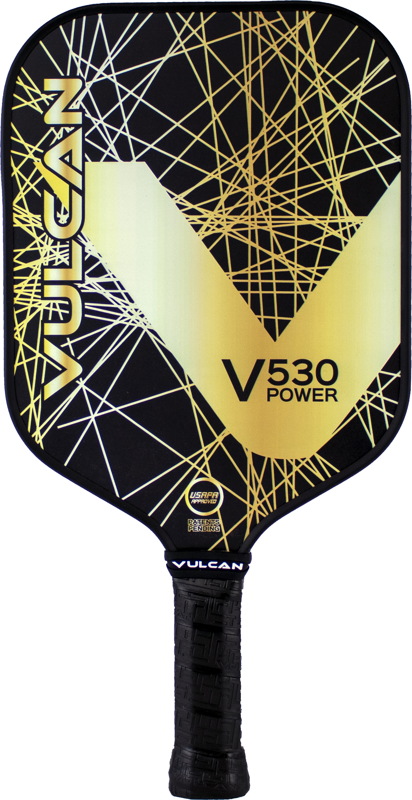 A Vulcan V530 Power Pickleball Paddle with a black handle.