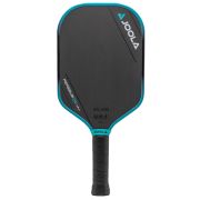 A JOOLA Ben Johns Perseus 3S 14mm Pickleball Paddle in black, featuring blue accents and the brand name displayed on the top right corner, with a grip wrapped in black material.