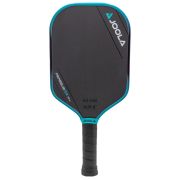 An image of the JOOLA Ben Johns Perseus 3S 16mm Pickleball Paddle featuring a black face, teal edges, and a black handle.