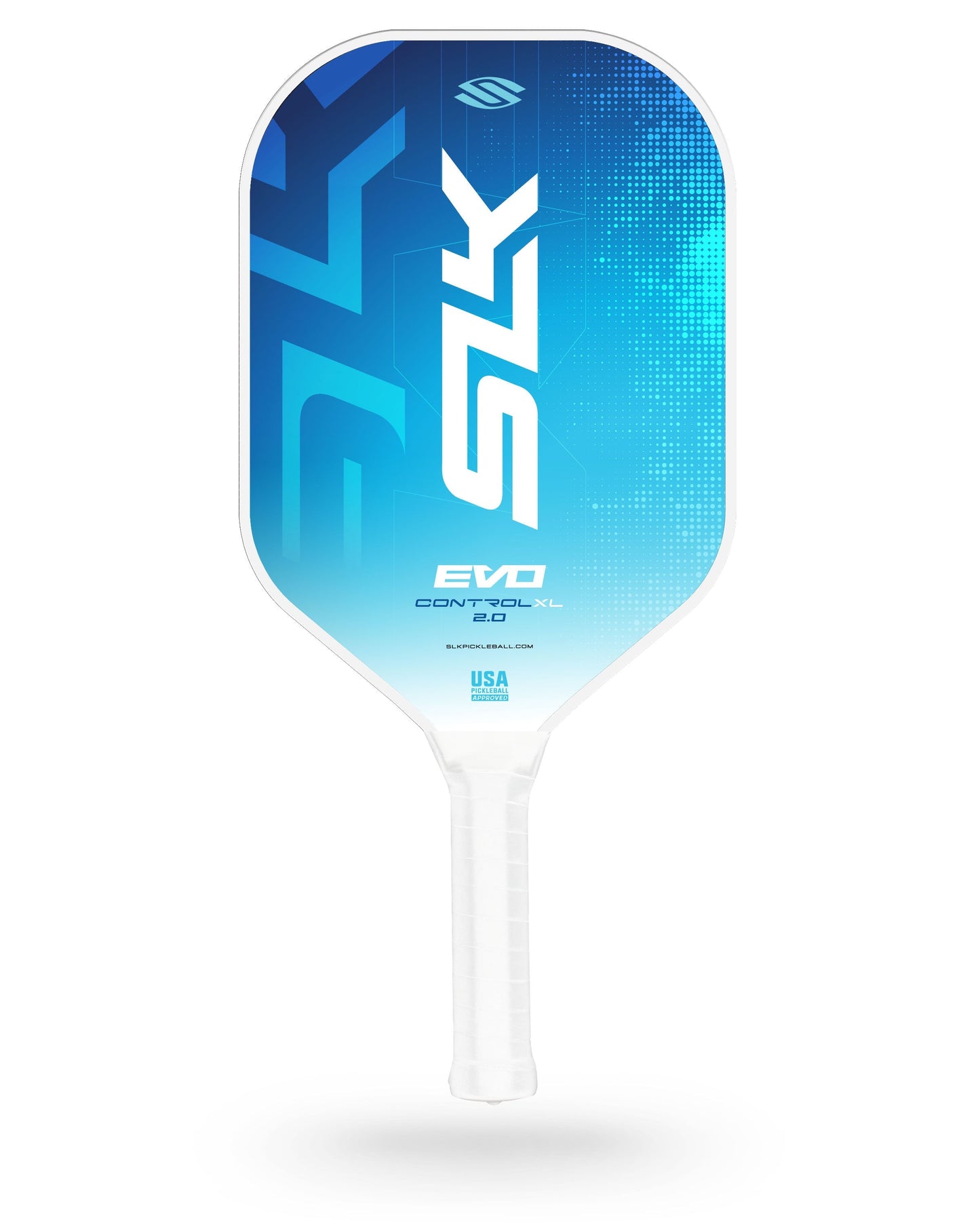 A Pickleballist Selkirk SLK Evo 2.0 XL Elongated pickleball paddle with a blue gradient design, marked with the text "control xl" and the Pickleballist brand name, displayed against a white background.