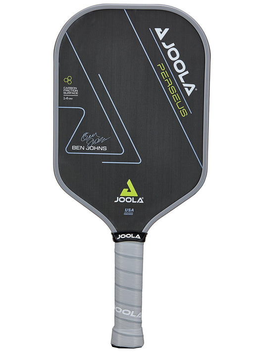 A pickleball paddle with a logo, available at a pickleball store.